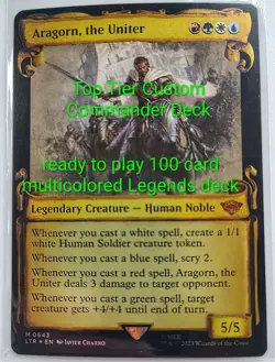 Aragorn, the Uniter Top Tier MULTICOLOR Legends Magic MTG Custom Commander Deck - Image 1