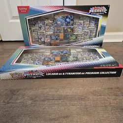 Pokemon Prismatic Evolutions Lucario ex & Tyranitar ex Premium Collection 2 Box - Image 1