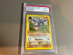 1999 Pokemon Fossil AERODACTYL #1 Holo 1st Edition PSA 9 MINT vintage case - Image 1