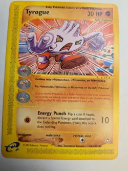 Pokemon Tyrogue Vintage e-Reader 2002 Aquapolis 63/147 - Image 1