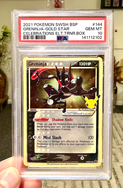 Pokemon Greninja Gold Star Celebrations ETB Black Star Holo Promo SWSH144 PSA 10 - Image 3