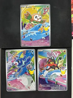 Pokemon First Partner Illustration Collection Rowlet, Litten, Popplio - Image 1
