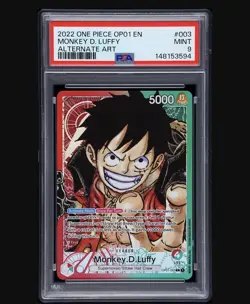 2022 One Piece Monkey D Luffy OP01-003 Pre-Errata Alt Art Leader Card PSA 9 - Image 1