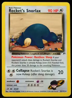 Rocket's Snorlax #33/132 Gym Heroes LP Pokemon Card - Image 1