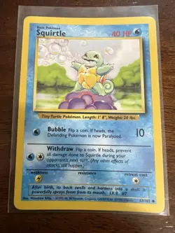 Pokemon TCG Squirtle Base Set Unlimited Common Card 63/102 - Image 1