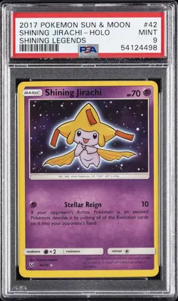 2017 POKEMON SUN & MOON SHINING LEGENDS #42 SHINING JIRACHI-HOLO PSA 9 - Image 1