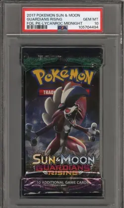 PSA 10 2017 Pokemon S&M Guardians Rising Graded Booster Pack Lycanroc Midnight - Image 1