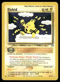 Pokemon Cards Elekid 22/111 Unlimited Neo Genesis Rare MP - Image 1