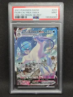 Pokemon Ice Rider Calyrex VMAX (Alternate Art Secret Rare) 203: PSA 9 MINT❄🐴 - Image 1