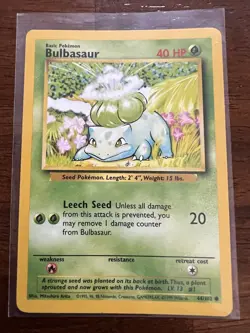Pokemon TCG Bulbasaur Base Set 44/102 Vintage 1999 WOTC LP - Image 1