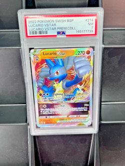 2022 POKEMON SWSH PROMO LUCARIO VSTAR PREMIUM COLLECTION LUCARIO VSTAR PSA 7 - Image 1