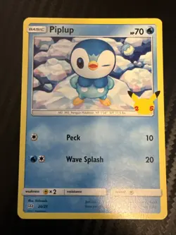 Piplup 20/25 (Regular) Pokemon McDonalds 25th Anniversary Promos (NEAR MINT) - Image 1