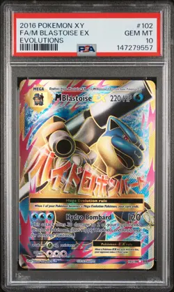 Pokemon M Blastoise EX Full Art 102/108 XY Evolutions #102 Mega GEM MINT PSA 10 - Image 1