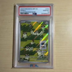 2023 POKEMON OBF EN-OBSIDIAN FLAMES ILLUSTRATION RARE #207 PIDGEY PSA 10 - Image 1