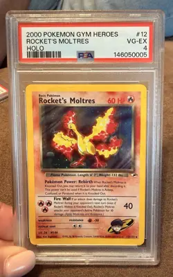 2000 POKEMON GYM HEROS ROCKETS MOLTRES HOLO VG-EX PSA 4 #12 - Image 1