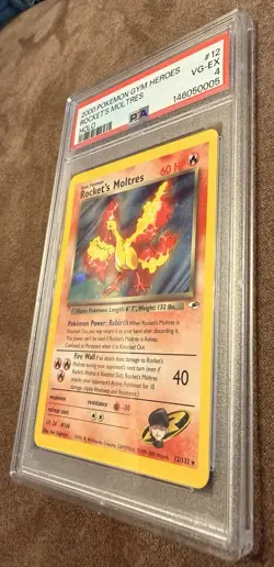 2000 POKEMON GYM HEROS ROCKETS MOLTRES HOLO VG-EX PSA 4 #12 - Image 3