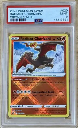 2023 Pokemon SWSH Crown Zenith Radiant Charizard #020/159 PSA 9 Mint - Image 1