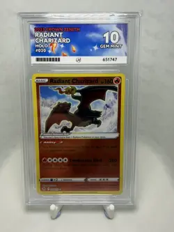 ACE 10 GEM MINT Pokemon Cards Radiant Charizard 020/159 Crown Zenith ACE LABEL - Image 1
