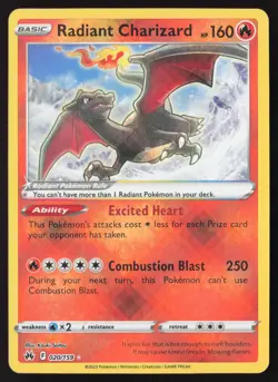 Radiant Charizard - 020/159 - Radiant Rare - Crown Zenith - Pokemon TCG - LP - Image 1