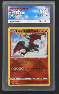 Pokemon TCG Radiant Charizard Crown Zenith Holo Card 020/159 Ace 10 Gem Mint - Image 1
