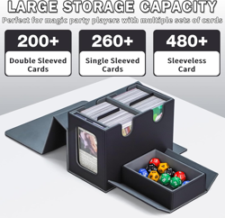 Commander Deck Box for MTG, Card Deck Box with Dice Tray and Display Window, Fit - Image 2