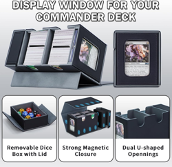 Commander Deck Box for MTG, Card Deck Box with Dice Tray and Display Window, Fit - Image 4