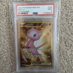 2023 Pokemon Mew ex Full Art 151 UPC Gold Metal Promo Card 205/165 PSA 9 MT - Image 1