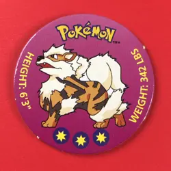 1998 Nintendo | Pokemon (ARCANINE #59 | LP+) Tomy Battle Disc Pog Card TCG Toy - Image 1