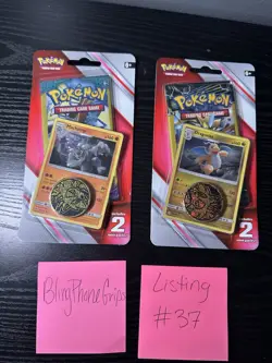 Pokemon TCG 2019 SEALED 3 Card Mini Packs: 2 Mini Packs in Blister Machamp Promo - Image 1