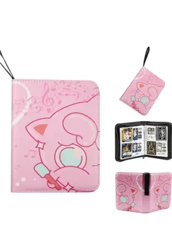 Trading Card Binder, PU Leather Cards Holder with Zipper Fits 400 Cards - Image 1