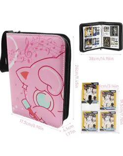 Trading Card Binder, PU Leather Cards Holder with Zipper Fits 400 Cards - Image 3