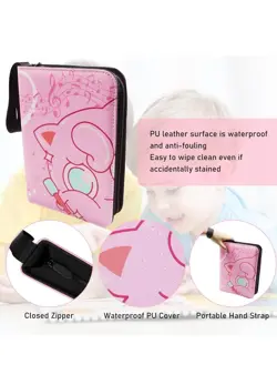 Trading Card Binder, PU Leather Cards Holder with Zipper Fits 400 Cards - Image 5