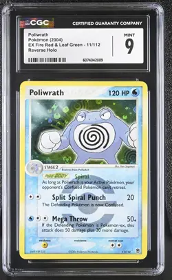 CGC 9 MINT Poliwrath EX Fire Red & Leaf Green 11/112 Reverse Holo Pokemon Card - Image 1