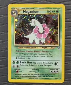 Meganium 10/111 Neo Genesis Holo Rare Vintage WOTC Pokemon Card VLP - Image 1