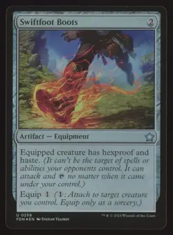 MTG Foundations Swiftfoot Boots #258 Foil Uncommon - Image 1