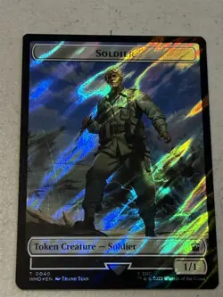 mtg surge foil token Soldier // Cyberman, 0040/0055, Doctor Who, unplayed - Image 1