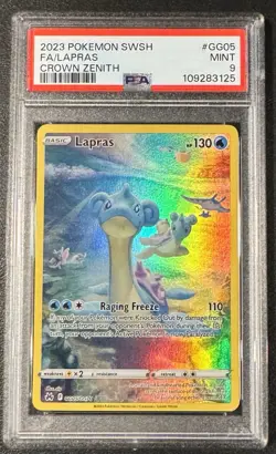 PSA 9 MINT Lapras Crown Zenith Full Art Holo 2023 Pokemon GG05/GG70 - Image 1