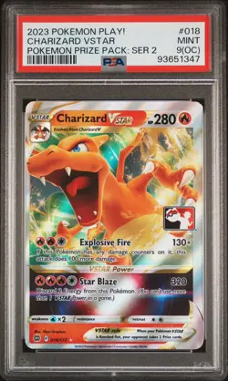 2023 Pokemon Play Charizard Vstar #018 Prize Pack Series 2 - PSA 9 OC) Error Dot - Image 1