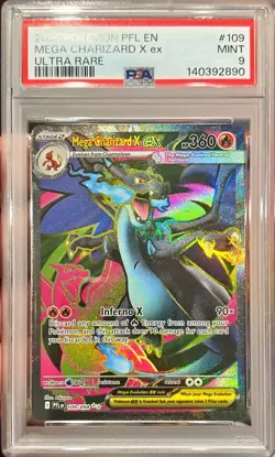 2025 Pokemon Phantasmal Flames Mega Charizard Ex 109/094 Ultra Rare PSA 9 Mint - Image 1