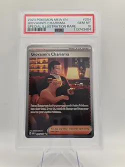 2023 Pokemon 151 GIOVANNI'S CHARISMA 204/165 Special Illustration Rare PSA 10 - Image 1