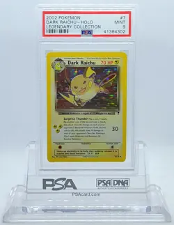 2002 POKEMON LEGENDARY COLLECTION DARK RAICHU #7 HOLO PSA 9 MINT #41384302 - Image 1