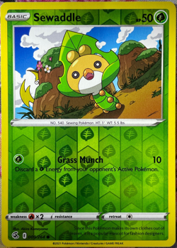 Sewaddle Reverse Holo - 009/264 - Fusion Strike Pokemon 2021 - Image 1