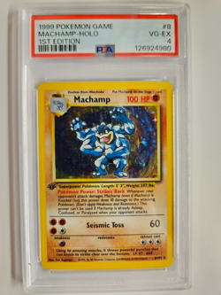Pokemon 1999 Base Set 1ST EDITION MACHAMP 8/102 PSA 4 HOLO - Image 1