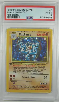 Pokemon 1999 Base Set 1ST EDITION MACHAMP 8/102 PSA 4 HOLO - Image 1
