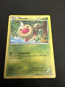 Weedle 1/12 McDonalds Promo 2013 Holo Rare Pokemon Card MP AA60 - Image 1