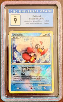 CGC 9 MINT POKEMON League CROSS HATCH HOLO DELIBIRD HEARTGOLD SOULSILVER 39/123 - Image 1