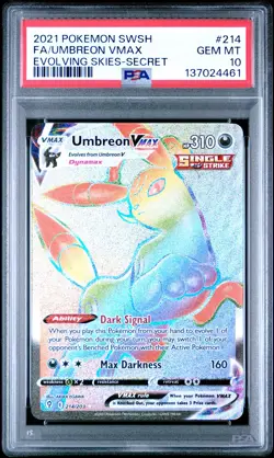 2021 POKEMON EVOLVING SKIES SECRET RARE #214 UMBREON VMAX PSA 10 - Image 1