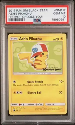 Pokemon Sun & Moon Promo SM112 Ash's Pikachu I Choose You! PSA 10 - Image 1