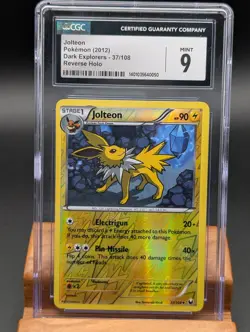 2012 Pokemon Dark Explorers Jolteon Reverse Holo #37 CGC Mint 9 - Image 1