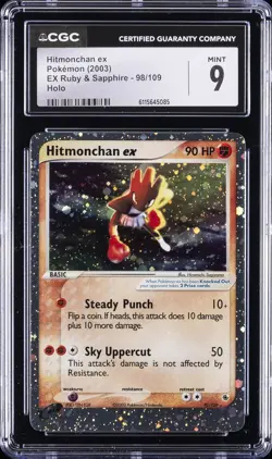 2003 POKEMON EX RUBY & SAPPHIRE HOLO #98 HITMONCHAN EX CGC 9 - Image 1